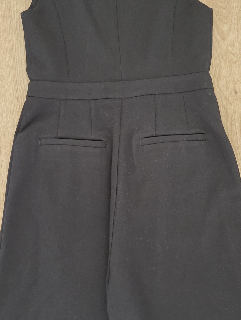 Maeve Anthro V-Neck Pinafore Wide-Leg Jumpsuit 4 Blk Minimal Tailored Menswear - Picture 11 of 11